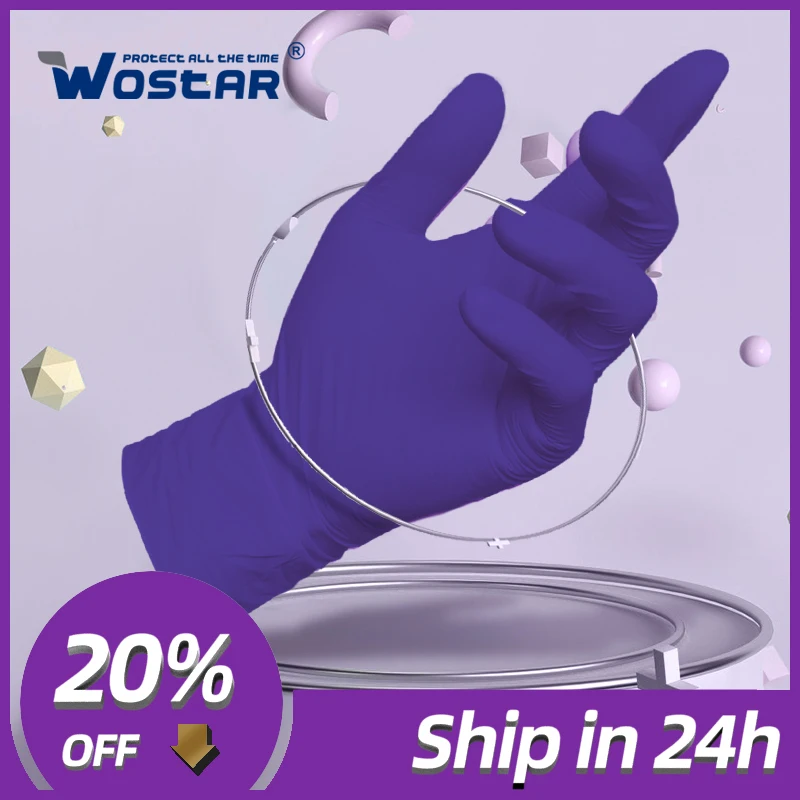 Нитриловые перчатки 100 шт. одноразовые для пищевых продуктов без латекса