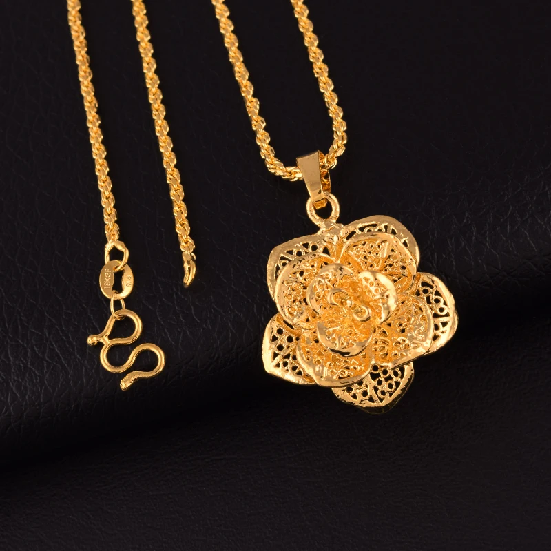 Модная женская позолоченная цепочка стильное ожерелье подвеска в виде цветка