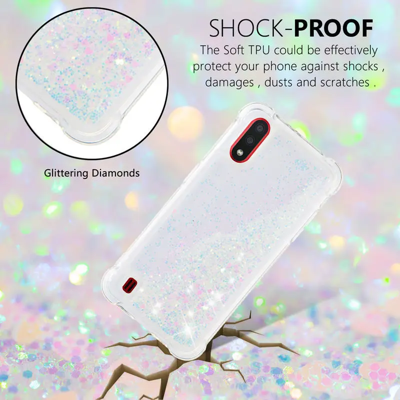 

Shockproof Phone Case For Samsung Galaxy A01 Soft Silicon Back Cover For Samsung A01 A015 A015F Liquid Glitter Quicksand Cases