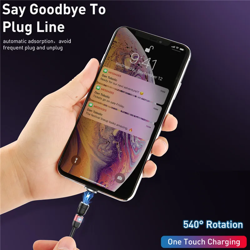 USLION 3A Magnetic Cable usb Fast Charging Type C Magnet Charge Micro usb Cable For iPhone 8 7 6 XS Plus Samsung Xiaomi usb c