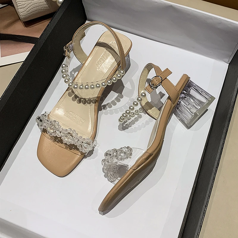 

Sandals Ladies Summer New Fashion Ladies Sandals 2021 All-match Comfortable Square Heel Toothy Sandals Casual Women's Shoes