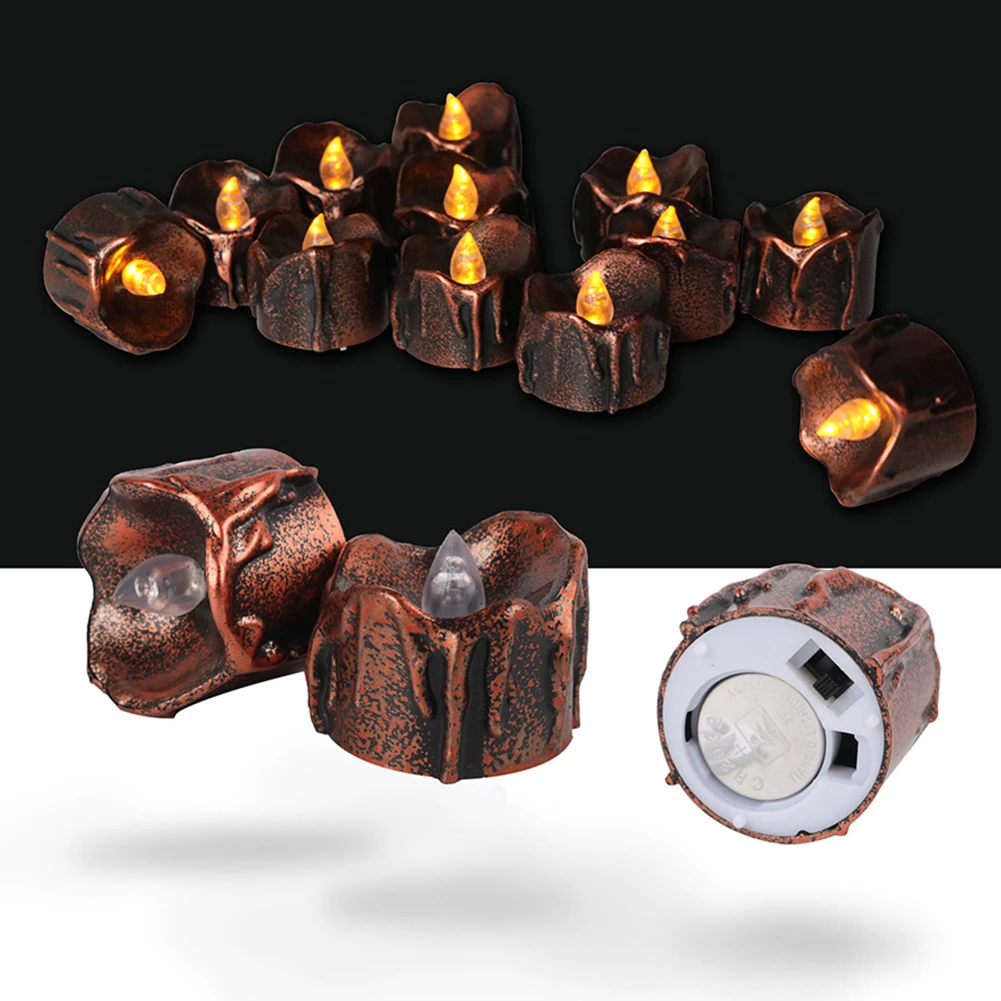 12/24pcs Creative LED Candle Light Plated Tear Battery Powered Halloween Christmas Wedding Birthday Party Decoration | Дом и сад