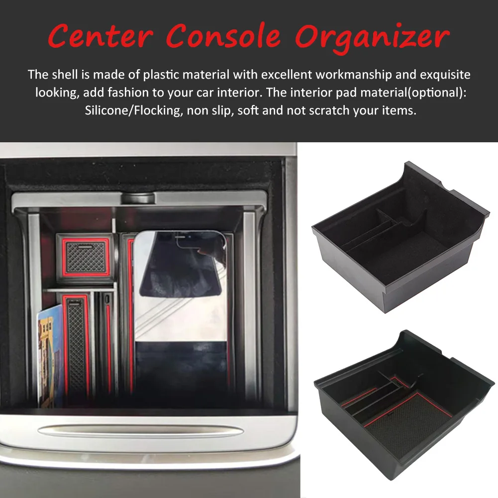 

Invisible Car Interior Center Console Organizer Armrest Storage Box Non Slip Drawer Anti Scratch Save Space For Tesla Model 3