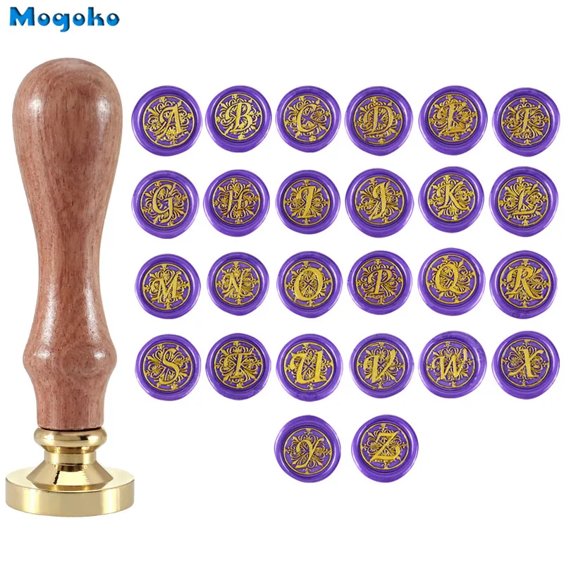 Mogoko 1x печатные восковые штампы винтажная деревянная ручка буква ириса Алфавит