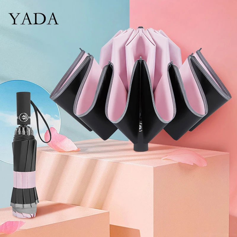 Guarda-chuva para o Homem Feminino à Prova de Vento Yada Negócio Reflexivo Listra 10 Ossos Guarda-chuva Automático Chuva uv Ys200152 2021 Ins