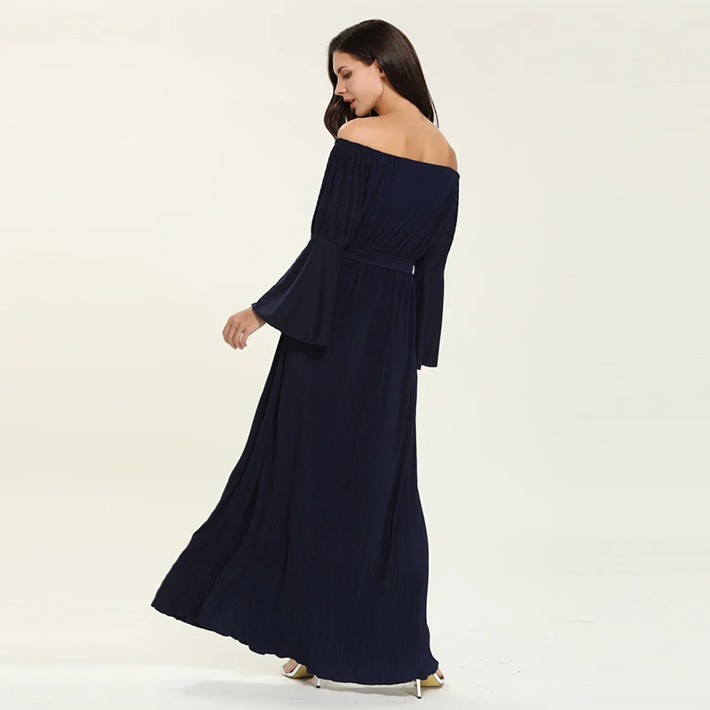 

Latest Muslim Islamic Turkey Beaded Trumpet Sleeves Dress Abaya Moroccan Arabic Middle East Long Skirt Bangladesh Oman Dress