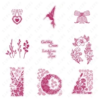 lots of love sentiments ribbon tail flutter daylilies netted bow poppies metal die cuts diy embossed paper card decoration molds