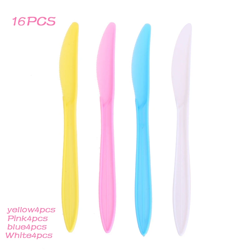 16PCS Color Knife Радужная тема посуда для вечеринки в честь Дня рождения одноразовые тарелки чашки рождественские цветные чашки тарелки для вечеринок деко вечерние принадлежности - Цвет: 16PCS Color Knife