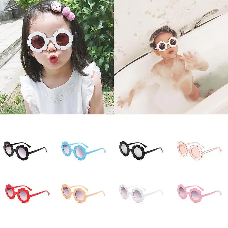 1 шт. детские солнцезащитные очки в круглой оправе с лепестками из мультфильмов