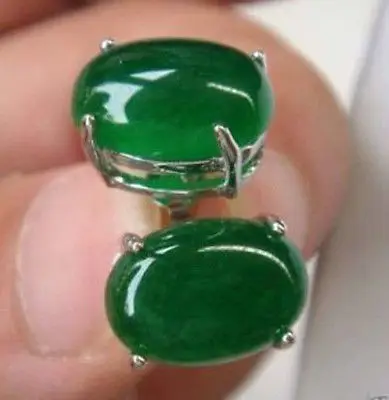 

Hot sale Genuine Natural 14X18MM Green Earring AAA