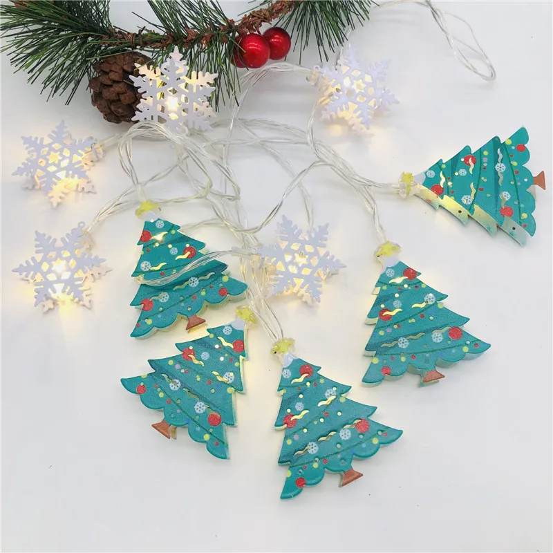 

Santa Claus Christmas Tree LED String Lights Garland Snowflakes Christmas Decoration for Home Fairy Light New Year Navidad Decor