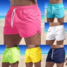 Мужские пляжные шорты с заниженной талией, синие дышащие трусы для плавания, пляжная одежда, пляжная одежда, для лета, 2021