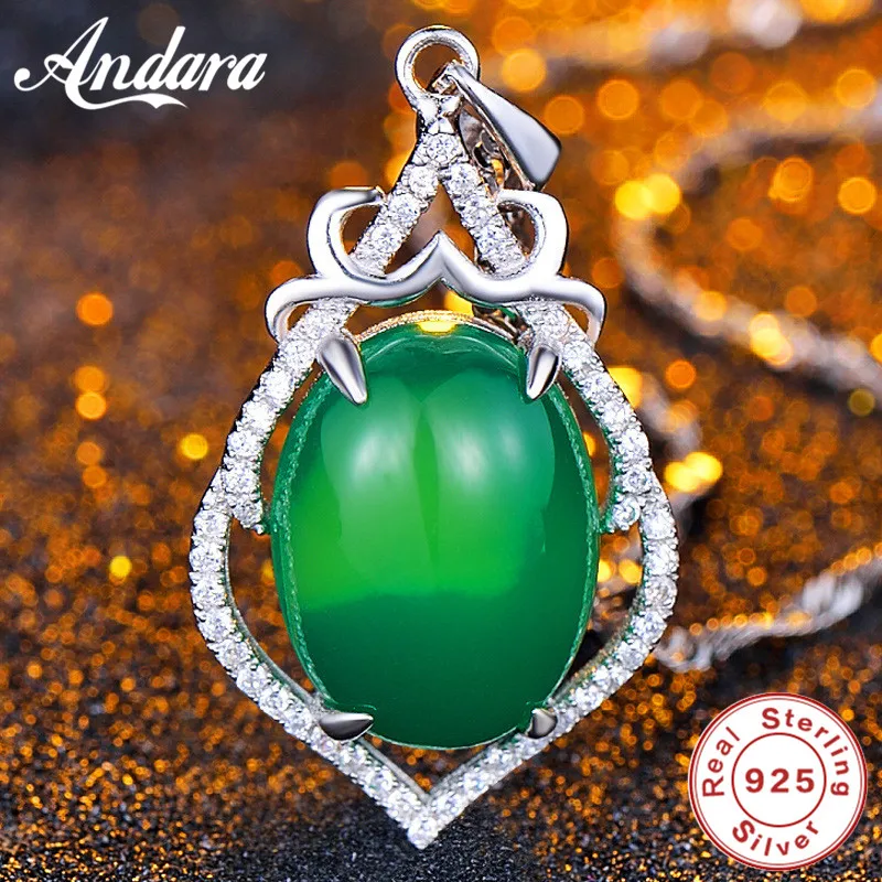 100% Серебро 925 ювелирные изделия ожерелье подвеска зеленая с кристаллом Цирконом