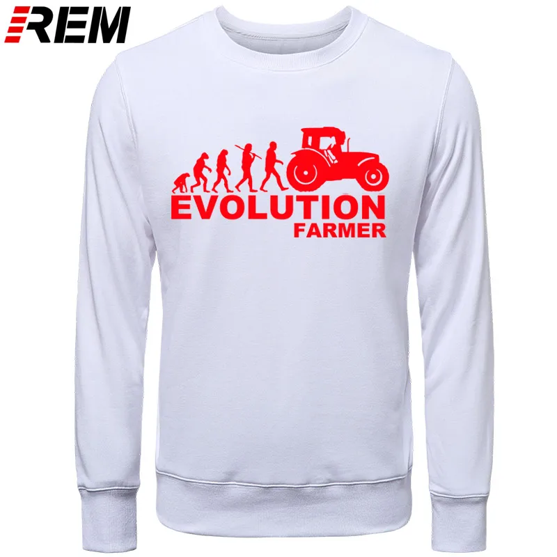 REM Farmer Evolution мужские толстовки сельскохозяйственный трактор Fendt Claas Machinery с длинным рукавом модные толстовки с принтом, толстовки - Цвет: WHITE RED
