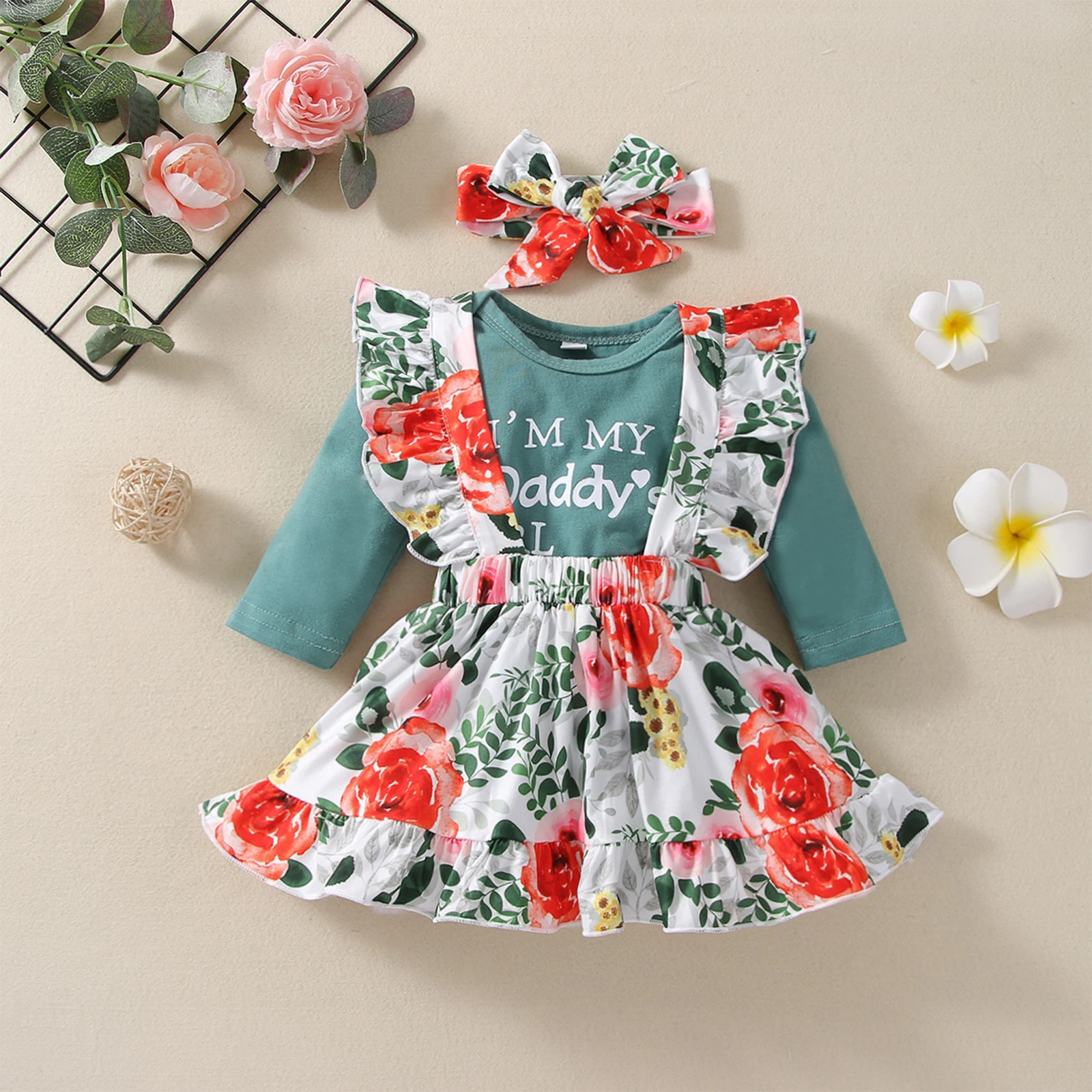 

Ma&Baby 0-24M Newborn Infant Baby Girls Floral Clothes Set Ruffles Letter Romper Skirts Outfits Autumn Spring Costumes D84