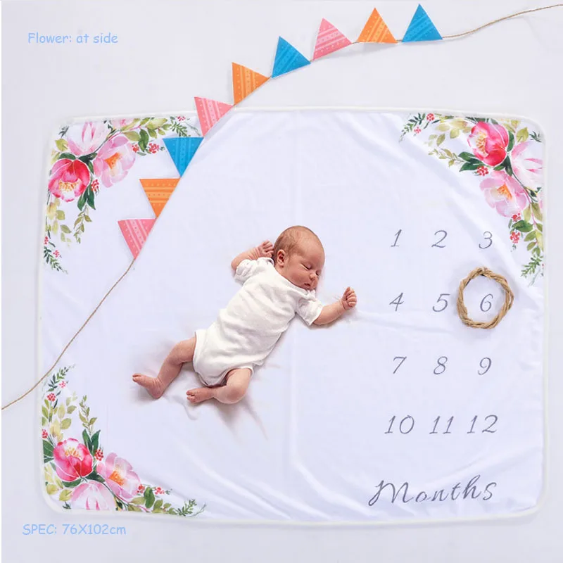 Детское одеяло с цветочным принтом и животными для фотосессии новорожденных