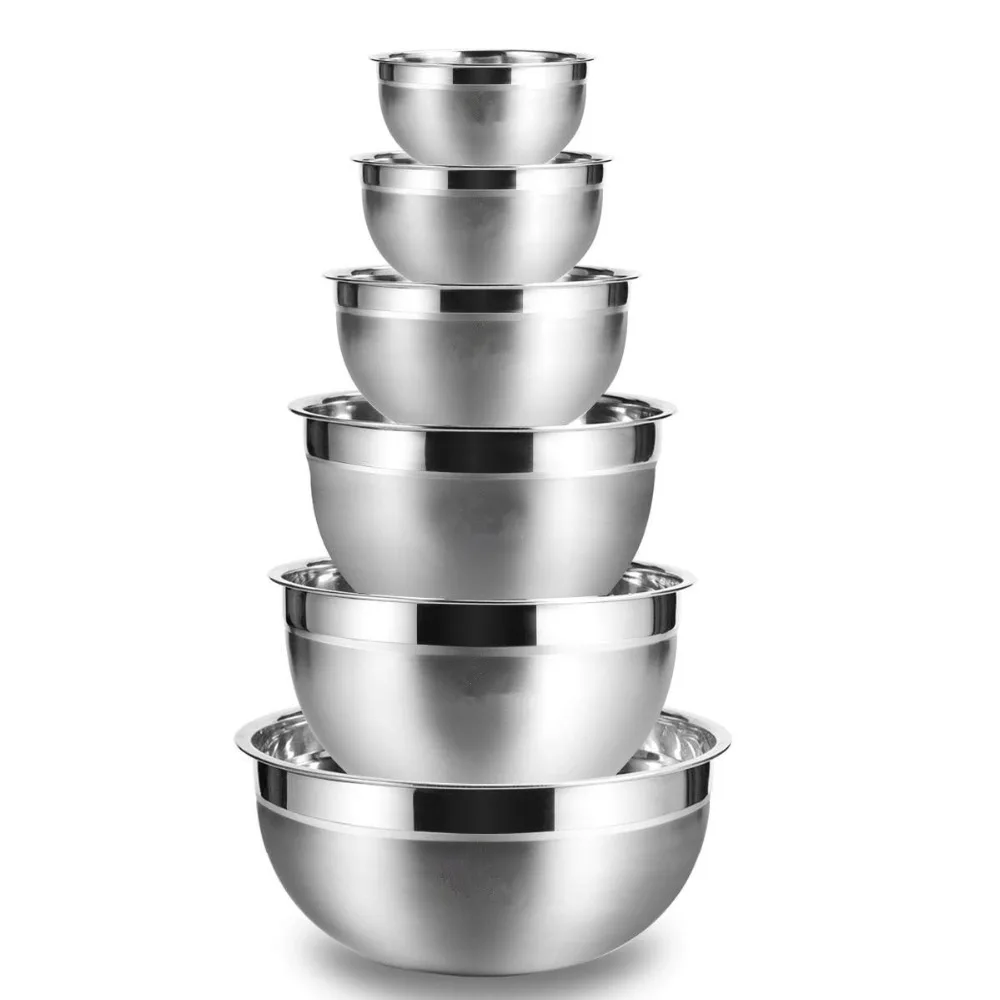 

Multi-size Stainless Steel Salad Bowls Set Nesting Fruit Salad Bowl Kitchen Food Storage Bowl Cooking Mixing Bowls for Prepping