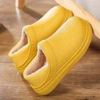 women winter slippers indoor waterproof cotton slippers with plush warm shoes light casual couples shoes men home slippers women