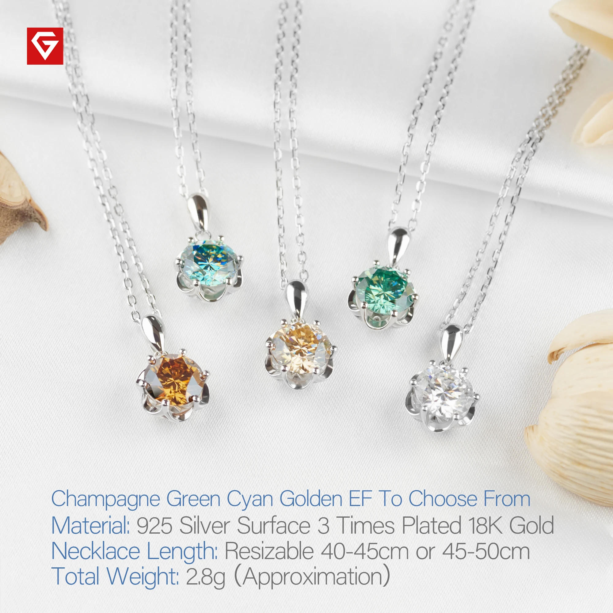 GIGAJEWE D Цвет 2ct моиссанит цветок шесть зубцов 925 Серебряный кулон ожерелье 18K