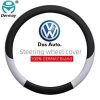 100 dermay brand leather car steering wheel cover anti slip for vw golf polo bora passat touran cc t6 t5 t4 auto accessories