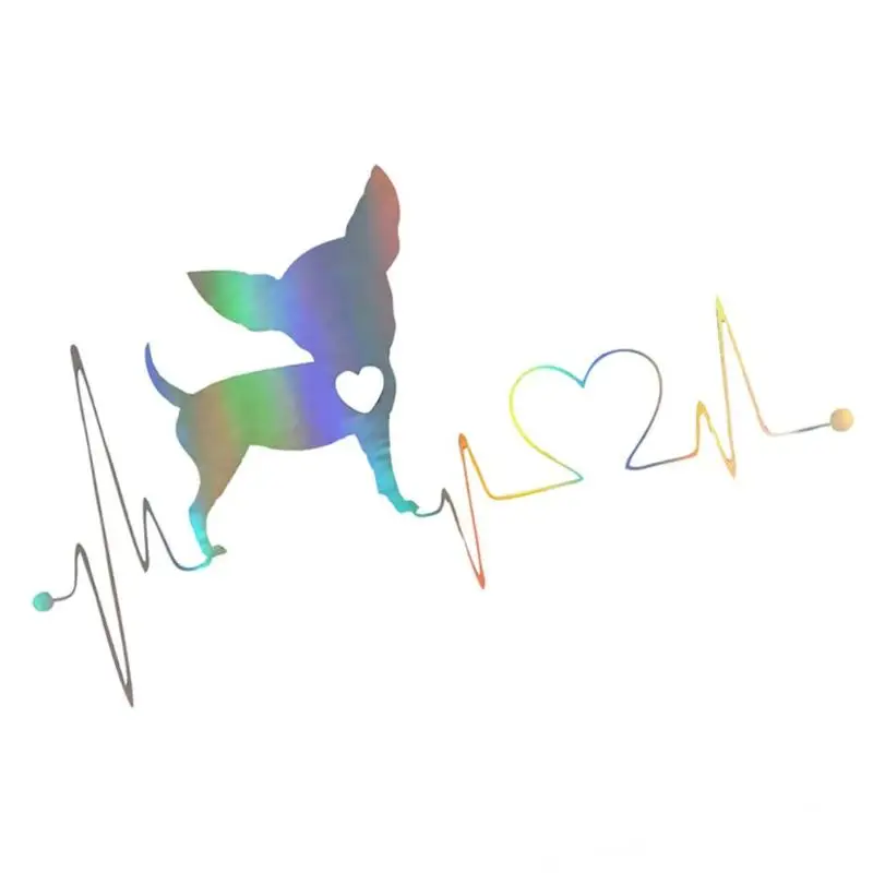 Лазерная линия сердцебиения Чихуахуа забавная наклейка для автомобилей