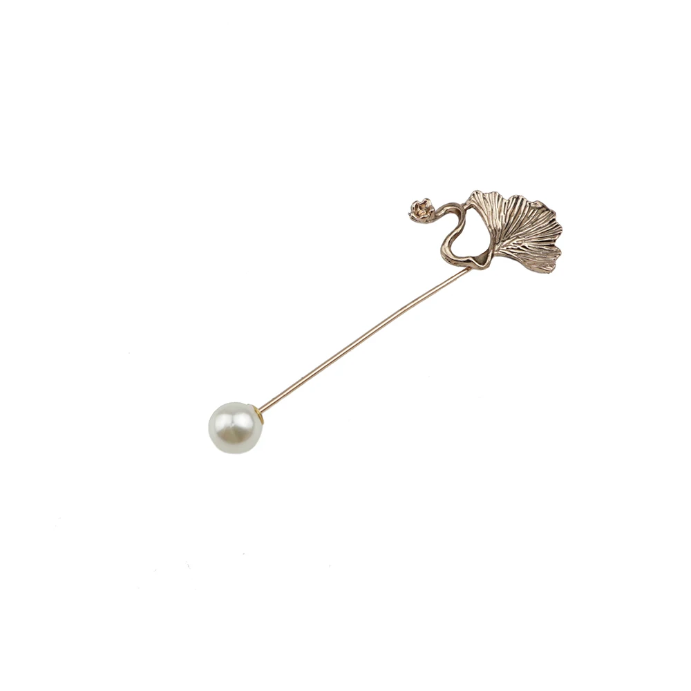 Новая модная Мужская Длинные броши Ретро булавка с золотым листом цветок-брошь