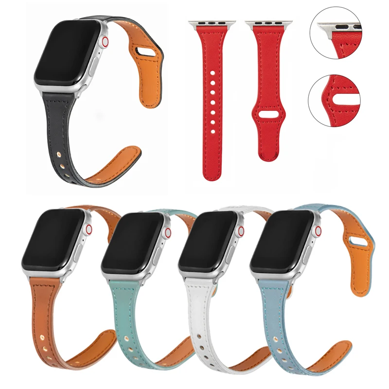 

Leather Band for Apple Watch 38mm 40mm 42mm 44mm Rose Gold Women Men Slim Leisure Tassel Bracelet Strap for iWatch 6 5 4 3 2 1