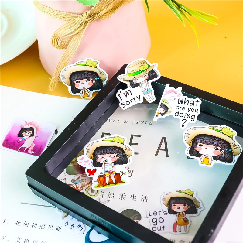 40 шт короткие волосы девушки каждый день мультфильм наклейки для телефона