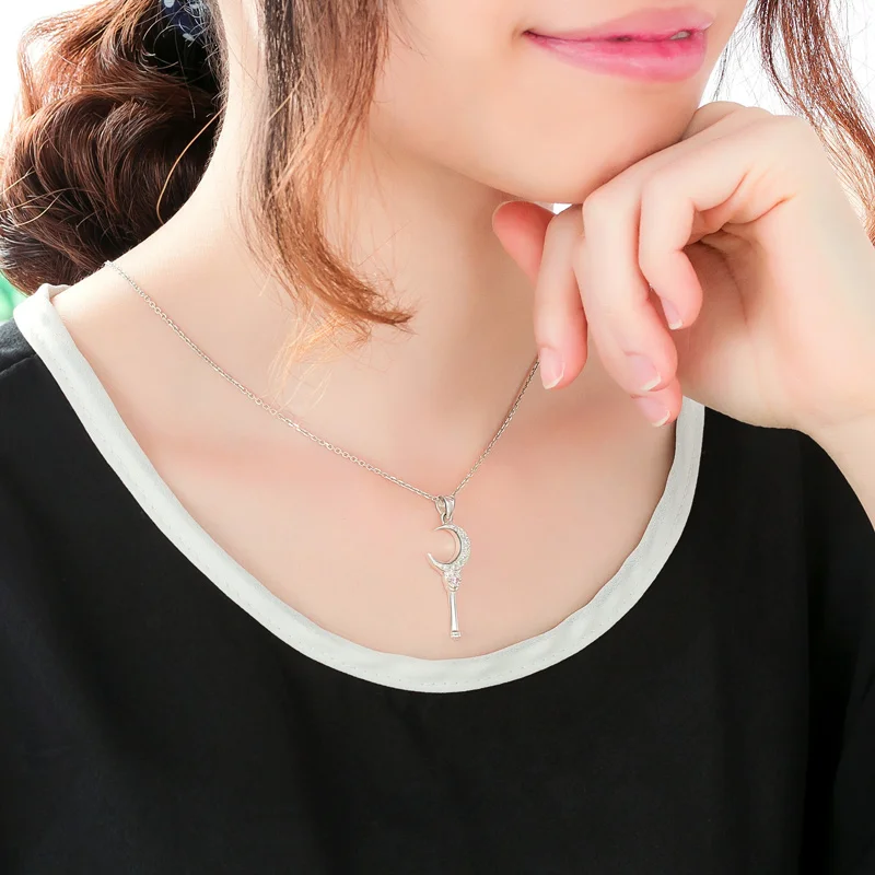 Ожерелье из серебра 925 пробы с подвеской Сейлор Мун и восковой цепочкой аниме