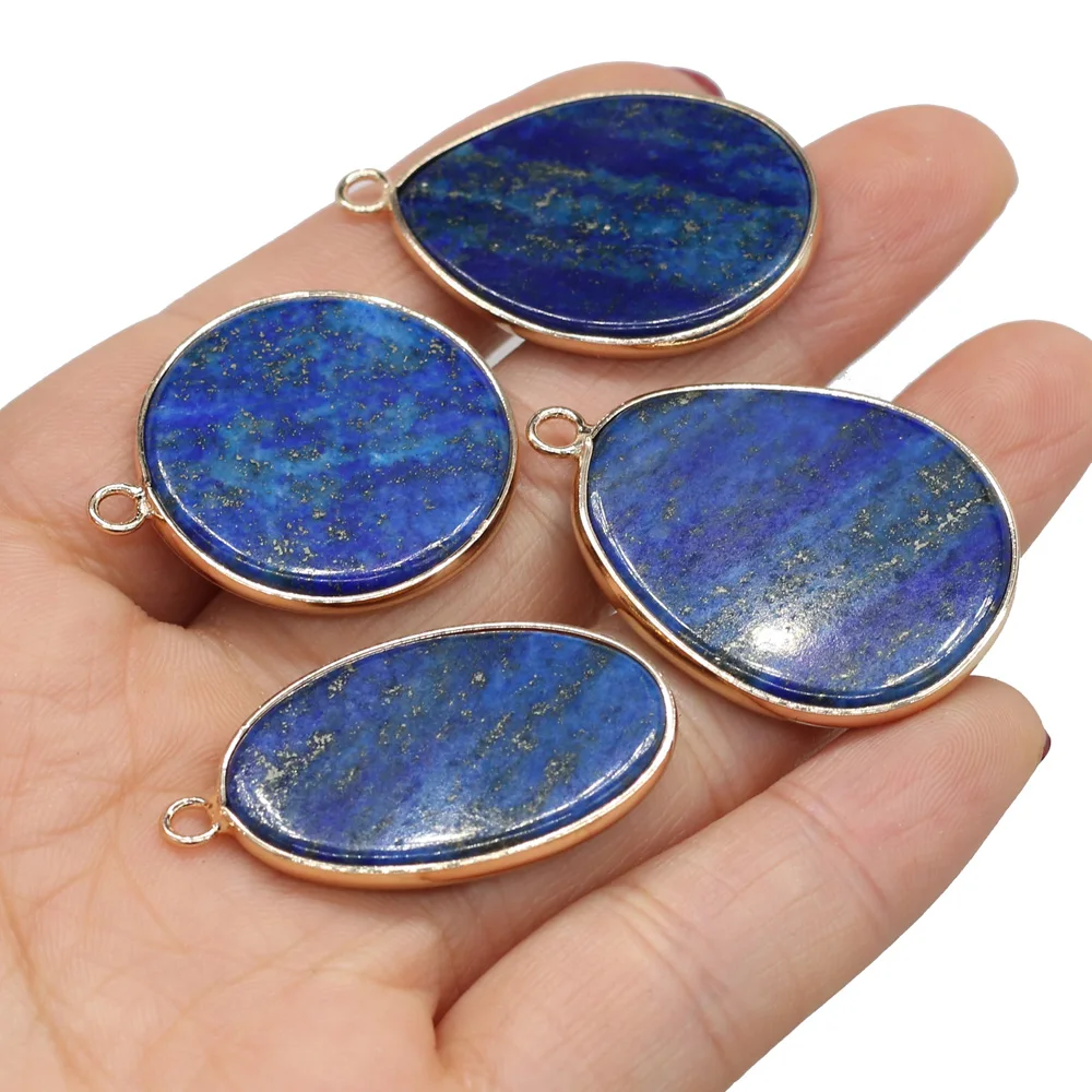 

New Trendy Natural Stone Pendant Lapis Lazuli Charms lasurite Pendants for Jewelry Making DIY Necklace Accessories