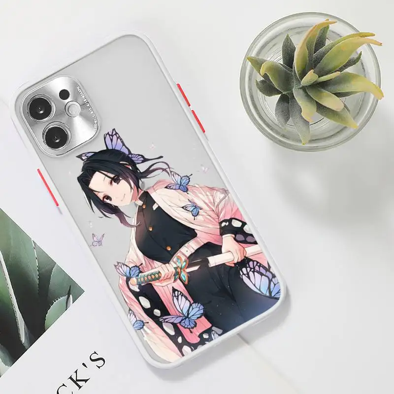 

Kochou Shinobu Demon Slayer anime Phone Case Clear matte transparent For white iPhone 7 8 x xs xr 11 12 pro plus max mini Funda