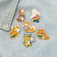 adorable cartoon jewelry rainbow heart dog rabbit cat brooches bag clothes lapel pin chemistry badge erlenmeyer flask jewelry