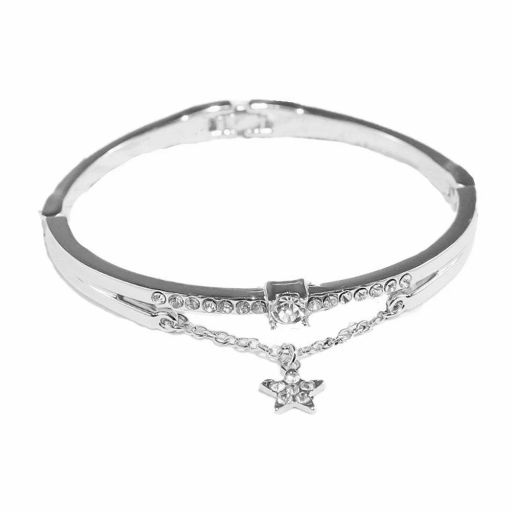 

Fashion Star Bracelet Jewelry Five-pointed Star Diamond Bangle Bracelet for Women Wedding Jewelry Party Alloy Bracelet