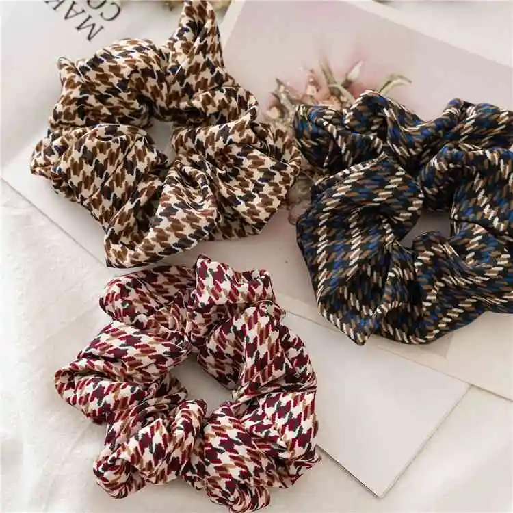 Новинка женское элегантное тонкое кольцо из тонкой ткани в ломаную клетку на