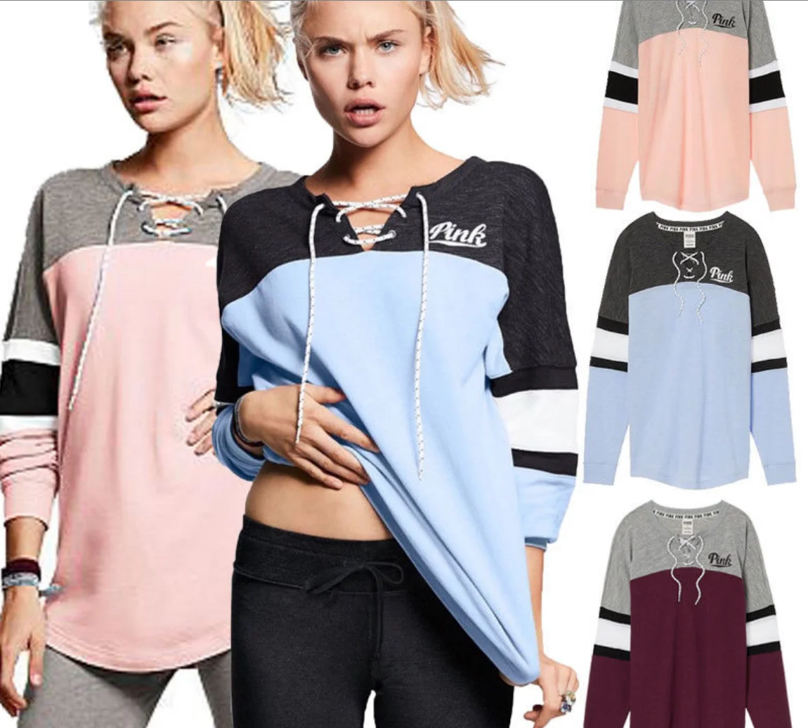 

Women Sweater, Letter Pattern/Front Straps Long Sleeve Outfit, Loose Sweater Pullover Wild Fashion Casual Top