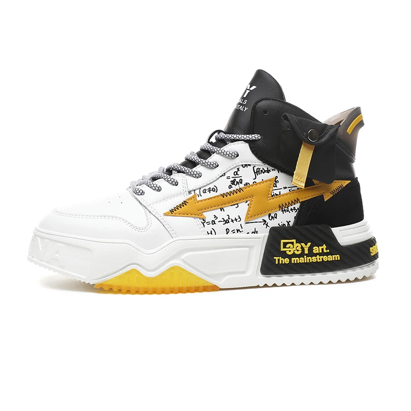 

White Men Sneakers Waterproof High Top Sport Shoes Outdoor Non-Slip Rubber Skateboard Sport Shoes White Sport Man Shoes