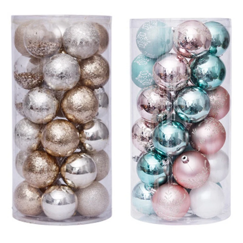 

New 30Pcs For Tree Ball Palline Christmas Tree Pendant & 30Pcs Hot Christmas Balls For Home Rose Gold Colored Set