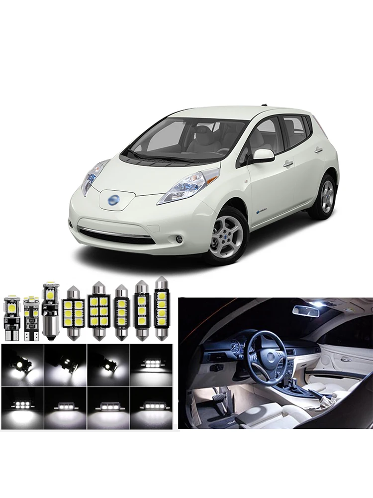 Светодиодные внутренние фонари для Nissan Leaf 2011+ Светодиодные Автомобильные фары, комплект освещения, автомобильные лампы canbus лампа, легкая багажная лампа T10 12 В