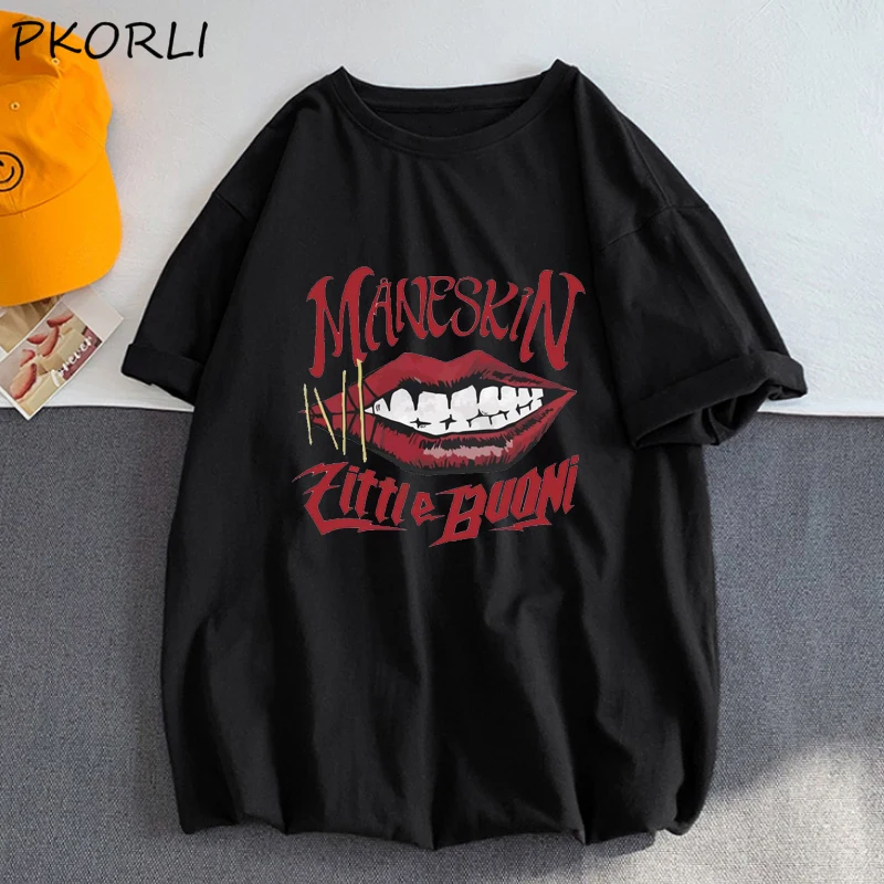 

Maneskin Print T-shirt Women Spring Summer Rock Roll Cotton Unisex Casual T-shirt Short Sleeve Tee Shirt Streetwear Hip Hop