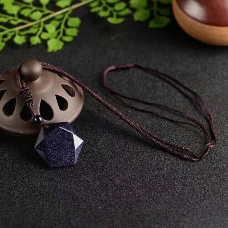 Синий Песок камень звезда Подвеска ожерелье кулон кристалл ручной работы