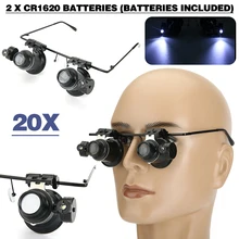 20X Magnifier Eyewear Magnifying Glass with Led Lights Loupe Lens For Jeweler Jewelry Making Watchma