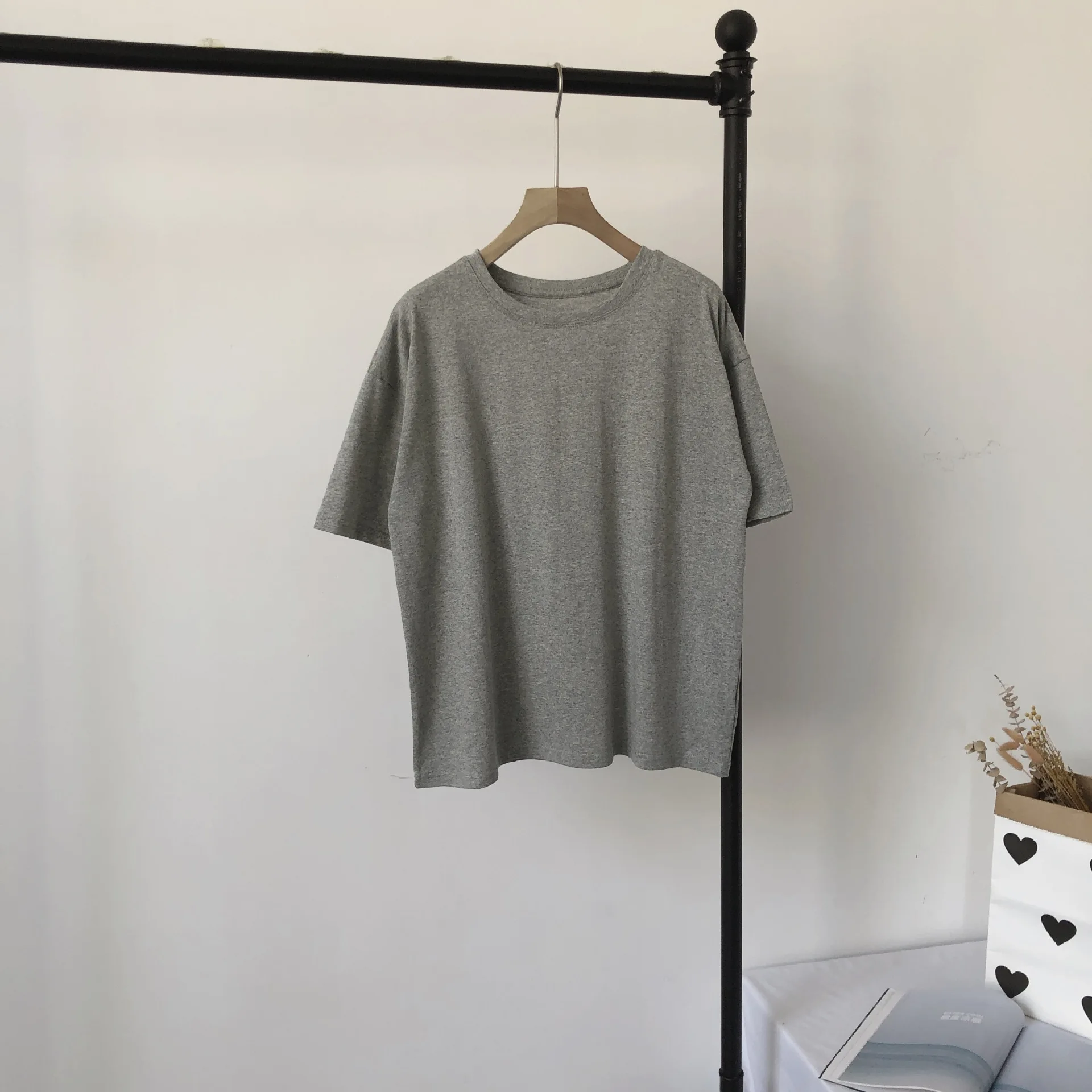 

Fashion Logo gray Printing T Shirts Women's Short Sleeve Fashion 100% cotton Female T-Shirts