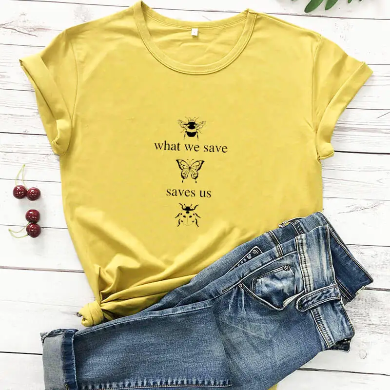 What We Save Saves Us Bee Butterfly рубашка с графическим принтом божья коровка Новое