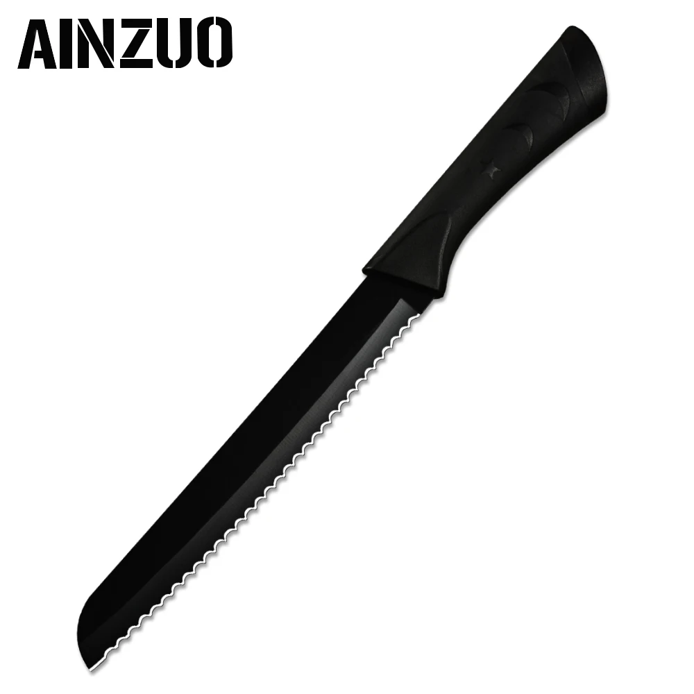 AINZUO, кухонный нож из нержавеющей стали, 6 шт. в наборе, ультра острое лезвие, кухонные ножи, кухонные принадлежности, инструменты - Цвет: C.8 inch Bread Knife