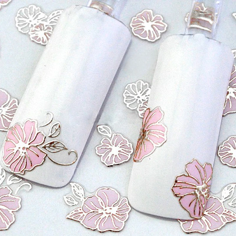 Цветок серии ногтей переводные наклейки воды Полный Обертывания розовые блестки