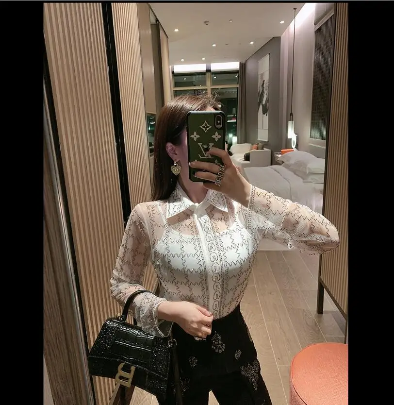 2020 новая весенняя рубашка с длинным рукавом и подтяжками сексуальная сетчатая