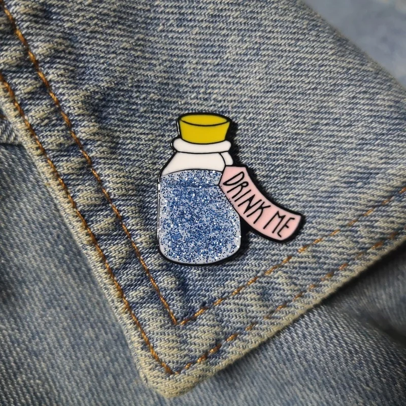 Сверкающая эмалированная булавка в виде бутылки волшебные блестящие броши