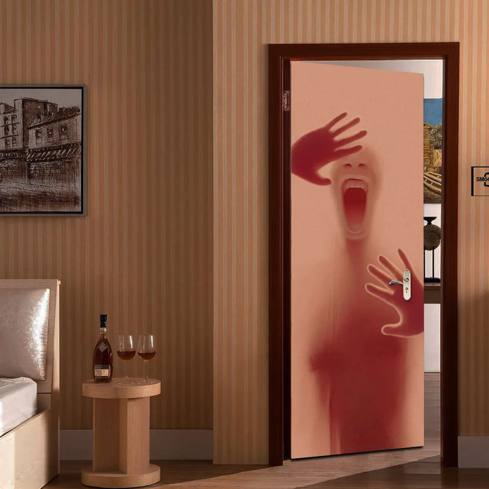 2 шт стикер на дверь в стиле Хеллоуин из стекла фото ужасов креативная 3d наклейка