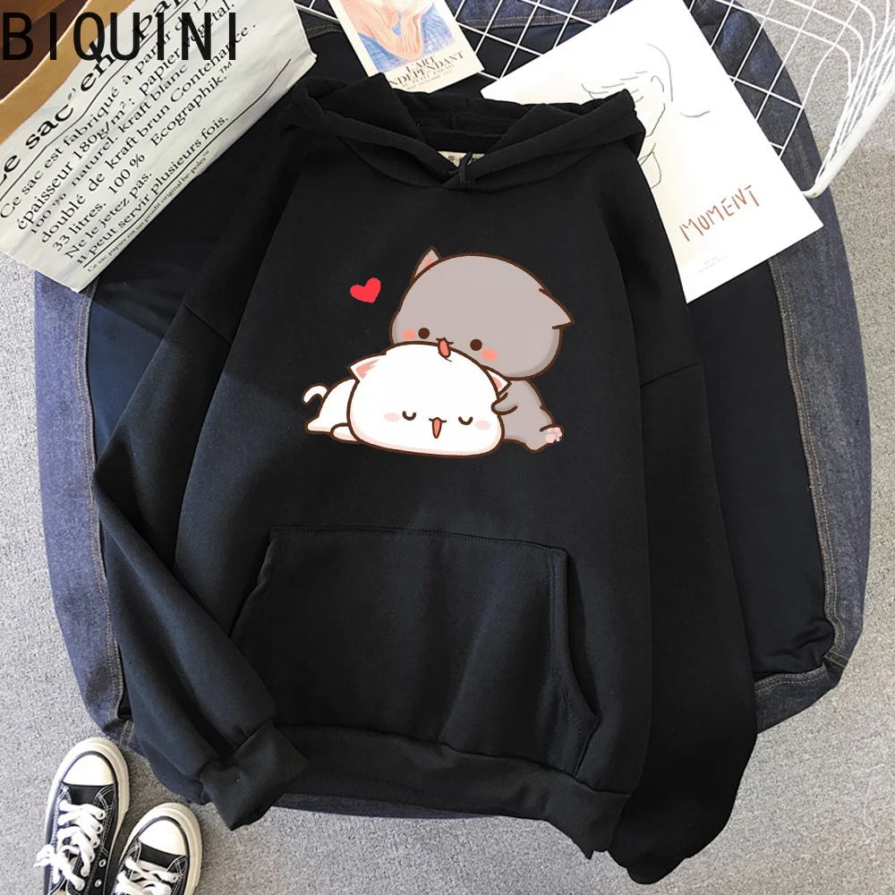 Женская зимняя Толстовка в стиле Харадзюку с мультяшным принтом