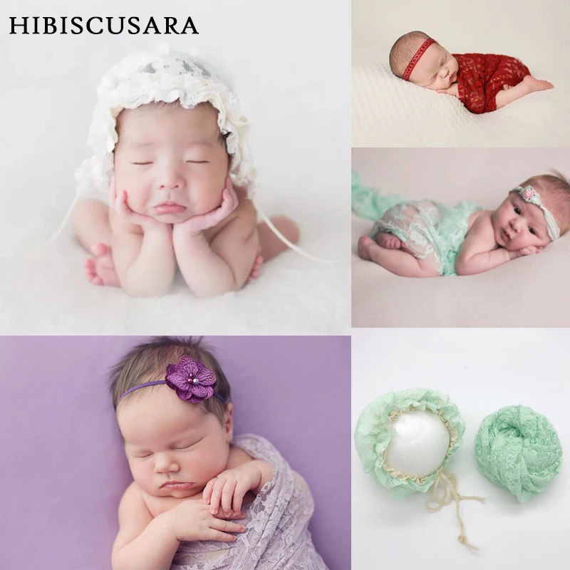 Tulle Lace Newborn Baby Photo Wrap With Ruffles Hat Bonnet Gauze Infant Photo Shoot Clothe Swaddle Soft Basket Filler